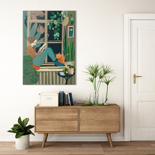 obrazy Obraz na płótnie Wieczór przy oknie70x100cm