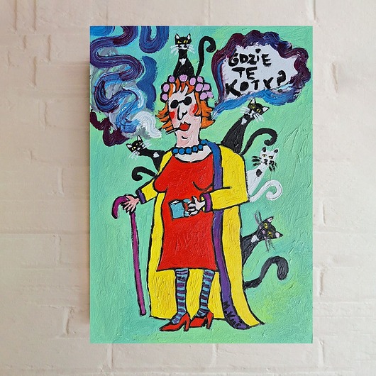 obrazy Obraz ręcznie malowany kolorowy obraz gdzie te koty