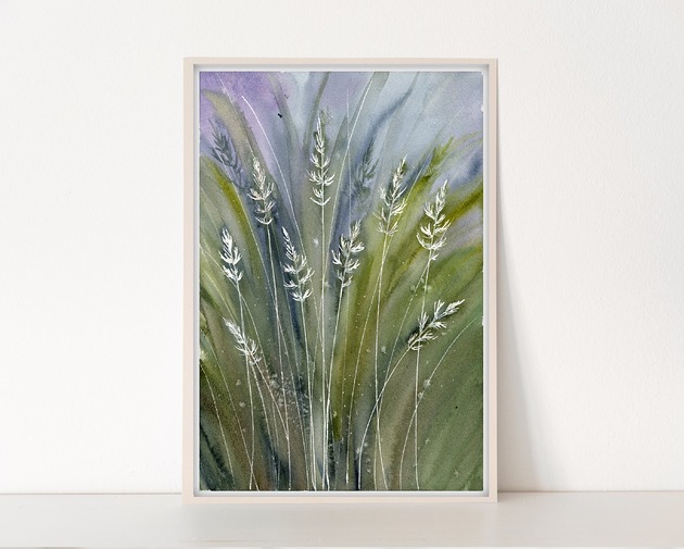 obrazy Oryginalna akwarela. Trawy A4