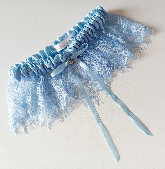 dodatki ślubne Koronkowa podwiązka ślubna Eliza Blue