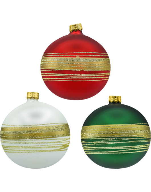 bombki Bombki okrągłe ze złotymi pasami: 3 kolory