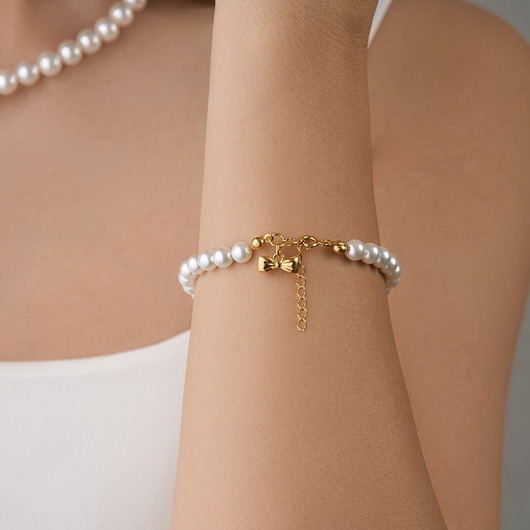 bransoletki złote Bransoletka perły srebro 925 pozłacane