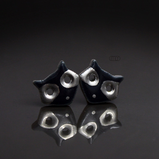 kolczyki ceramiczne Srebrzyste Szopy/stal chirurgiczna