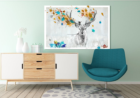 OBRAZ NA PŁÓTNIE -  120x80cm - JELEŃ JESIENIĄ LUdesign gallery