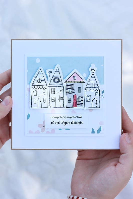 kartki scrapbooking Domki. Kartka na parapetówkę
