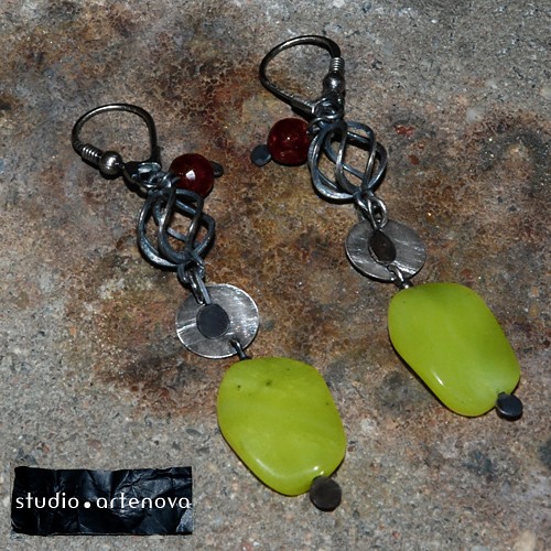 jadeit i granat w koszyku * kx 00044 studio artenova