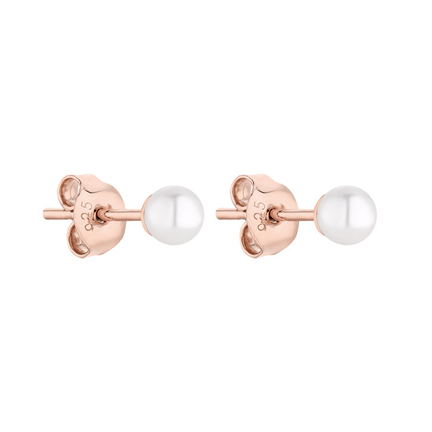 kolczyki pozłacane Kolczyki z różowego złota z białymi perłami SWAROVSKI CRYSTAL