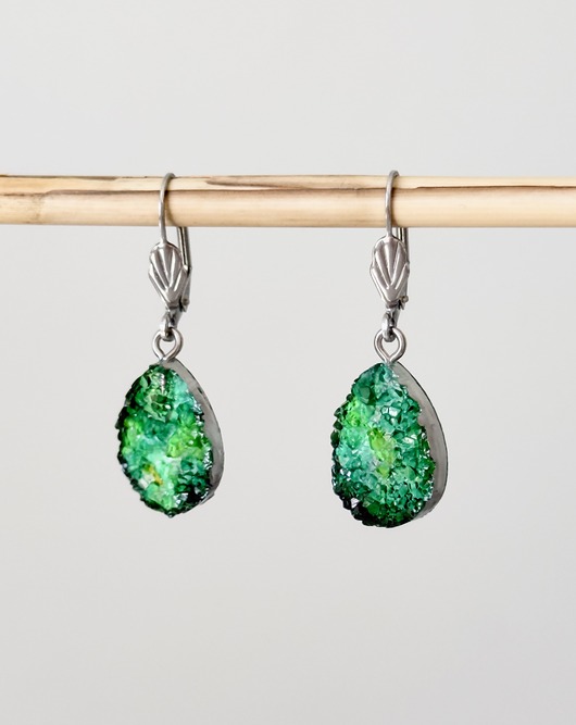 kolczyki z żywicy Kolczyki kryształy, kolczyki z żywicy, kolczyki ze stali nierdzewnej