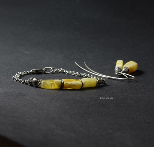 bursztyn w blokach - komplet little atelier