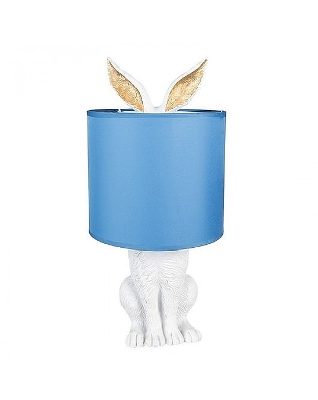 lampy stołowe Lampa Stołowa Rabbit Biało-Złota Blue 43 cm