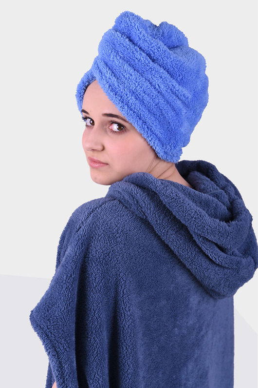 piżamy damskie Turban kąpielowy niebieski
