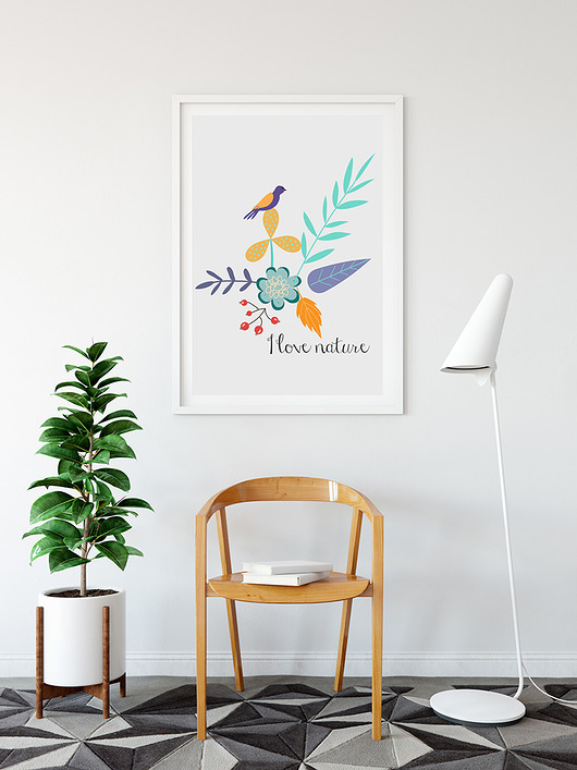 plakaty Plakat. Kwiaty i ptaki