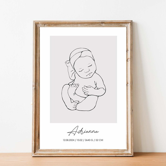 obrazy i plakaty do pokoju dziecięcego Metryczka LineArt Plakat Szkic Nr.6