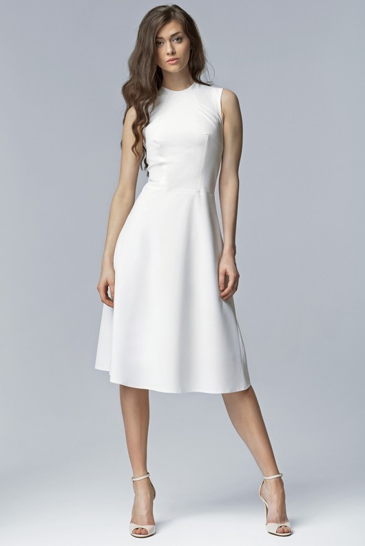Elegancka sukienka MIDI s62 - ecru nife