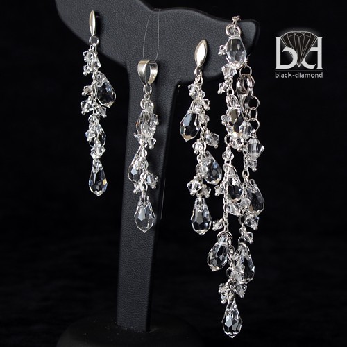 Subtelny komplet kryształ Swarovski Black Diamond