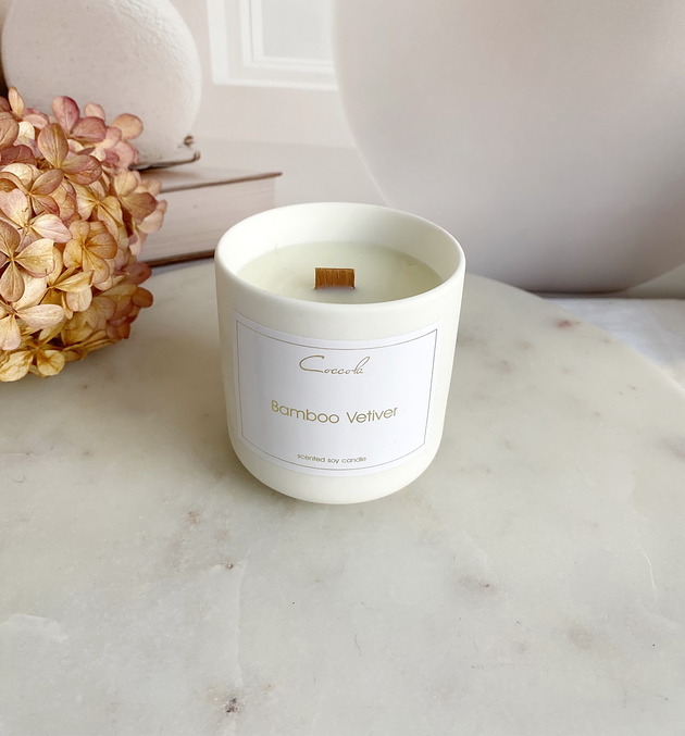 świeczniki i świece Bamboo Vetiver- 135 gram świeca sojowa naturalna (dostępne inne zapachy)