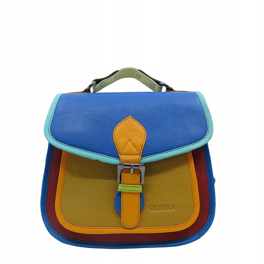 torby na ramię Torebka damska kolorowa skórzana skóra naturalna rączka pasek OLIVKA