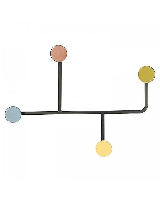 Wieszak Metalowy z Drewnianymi Zawieszkami Pastel MIA home