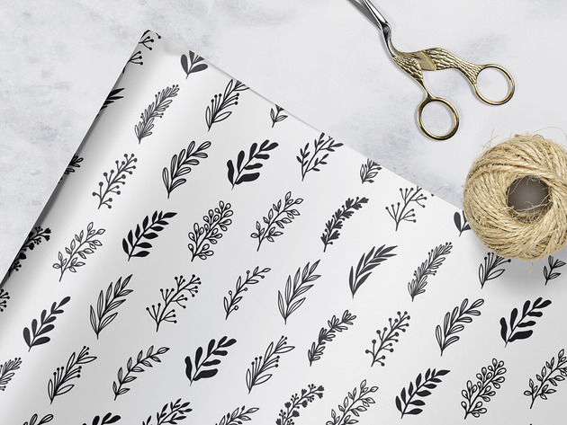 papier do pakowania - floral 022white Wrap and Pack