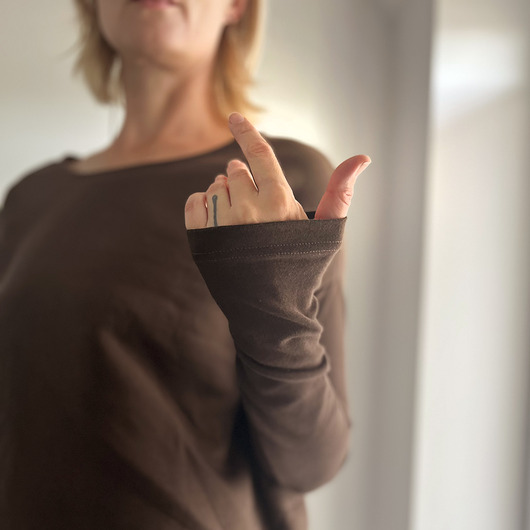 bluza bez kaptura damska Gruby Wąski rękaw Brąz