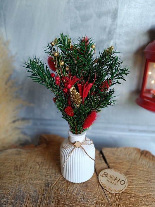 dekoracje świąteczne Świąteczny zestaw dekoracyjny - wazonik z bukietem
