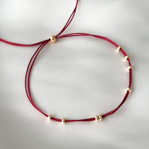 bransoletki złote Bransoletka Gold Rings na czerwonej nici