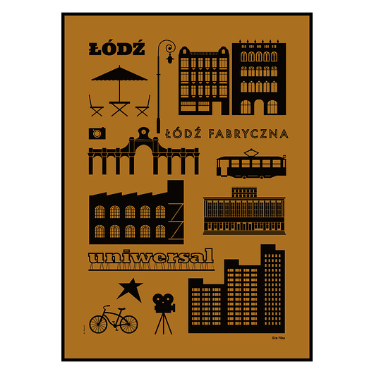 ŁÓDŹ RETRO / musztarda / sitodruk  Gra Fika