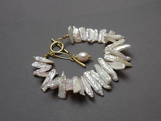 bransoletki - inne Pearls /rose/ perły naturalne biwa -bransoletka