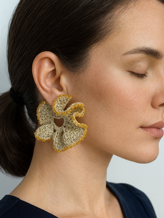 kolczyki - inne Kolczyki duże Złote Falbany Scrunchie