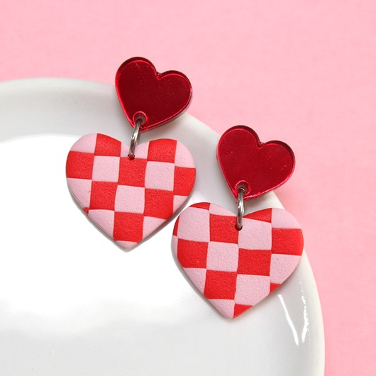 kolczyki z masy plastycznej VALENTINE kolczyki czerwone serca walentynki