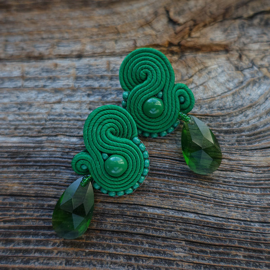 kolczyki soutache Zielone  kolczyki soutache