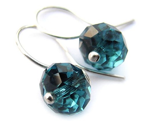 kolczyki swarovski Kolczyki - Indicolite Rondelles - Kryształy Swarovski
