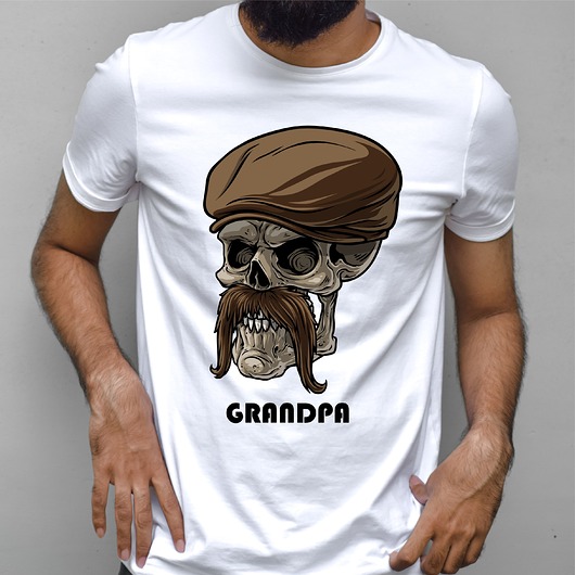 t-shirty męskie Koszulka  z nadrukiem Grandpa skull