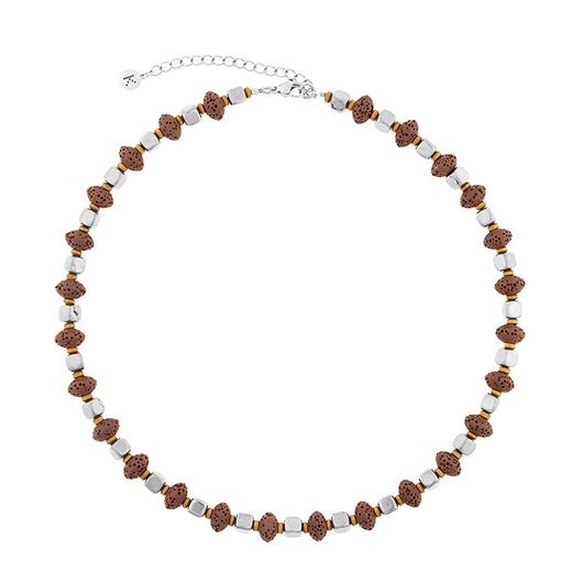 chokery Naszyjnik Boho Chic - czekoladowa Lawa - Srebrne