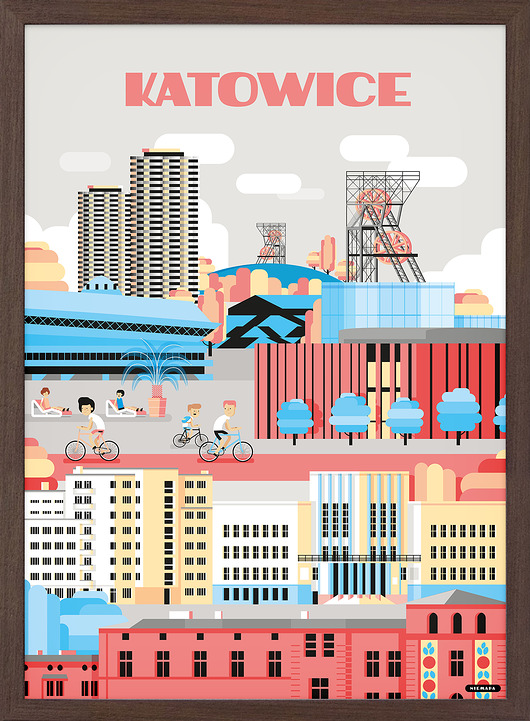 Plakat Katowice, 70x100 NIEMAPA