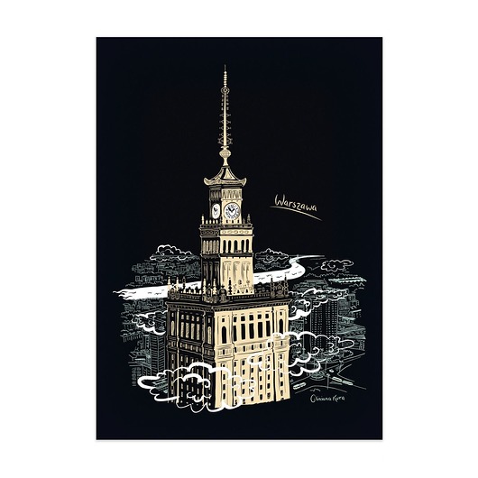 Plakat A4 Warszawa Pałac Kultury i Nauki Gliniana Kura
