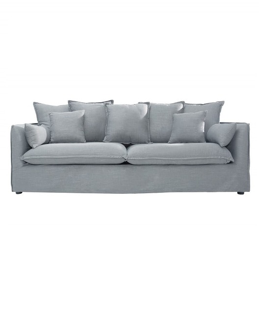 sofy i szezlongi Sofa, kanapa Heaven, szara, len, tworzywo, 80x215x100 cm