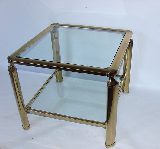 stoliki kawowe Stolik kawowy modern, lata 60., mosiądz i szkło