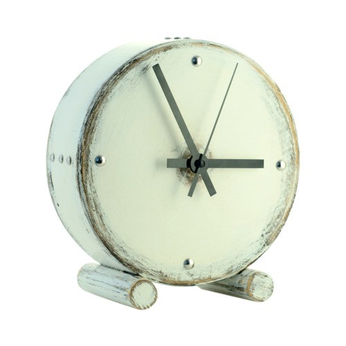 OldE circle white drum Clock Wood Studio