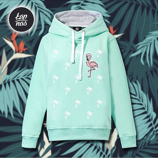 Bluza Palms and Flamingo- Mięta(kaptur) ŁAP NAS