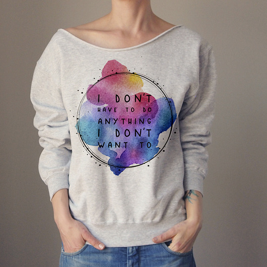 bluza bez kaptura damska I don't have to Szary gruby Z