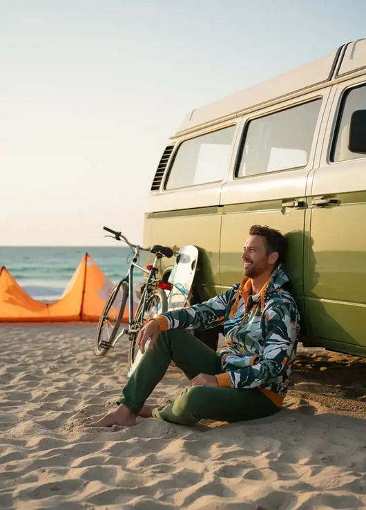 bluza z kapturem damska Bluza rozpinana "Iguasu" z musztardą - unisex