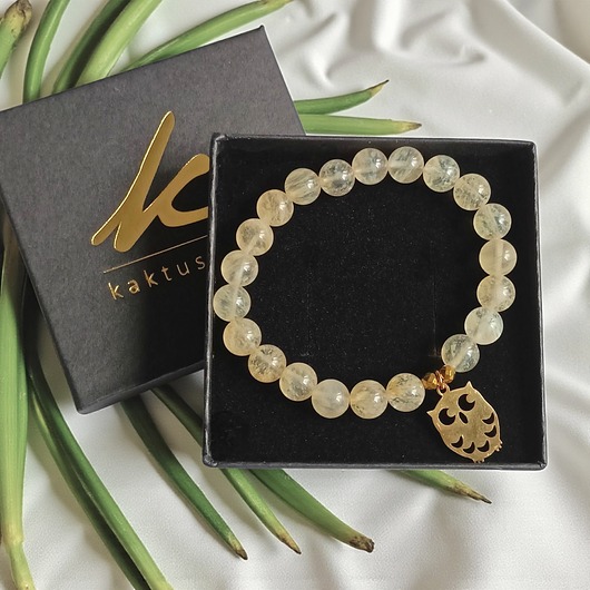 bransoletki z kamieni naturalnych SOWA na prezent : kwarc kawowy 8mm