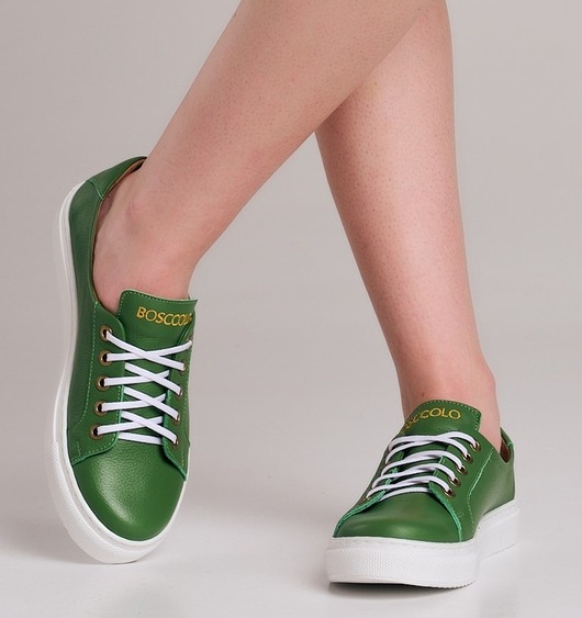 sneakersy damskie Sneakersy skórzane  sznurowane  (6760)