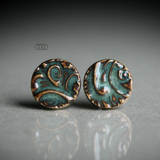 kolczyki ceramiczne Orient 9mm/stal chirurgiczna/
