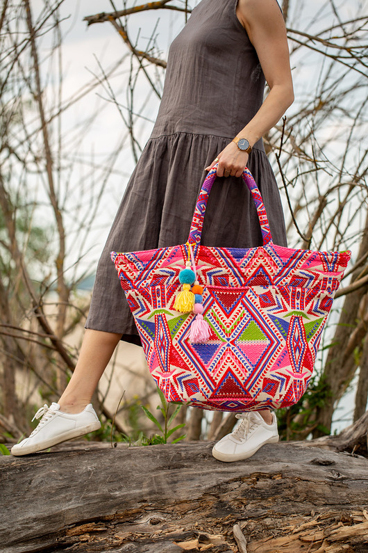 torby XXL Kolorowa ręcznie tkana Torba XXL