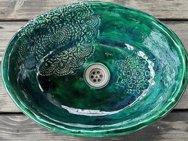 umywalki UM31 Umywalka ceramiczna, owalna z koronkami