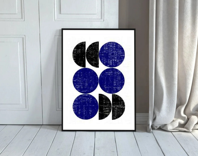 grafiki i ilustracje PLAKAT  Bauhaus, granatowy, abstrakcyjny