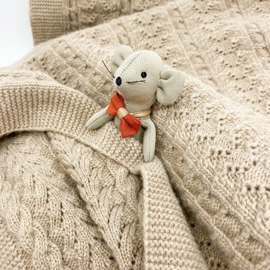 Kocyk Sofia Wełna Merino beżowy Royal Knitting