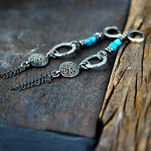 kolczyki wire wrapping Długie kolczyki boho z apatytem